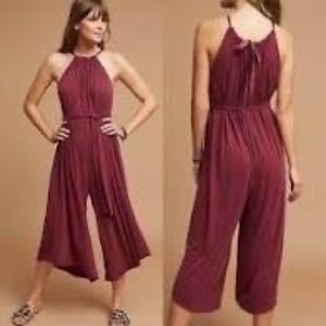 Anthro HD in Paris Red Wide Leg Jumpsuit with Belt - Size Small